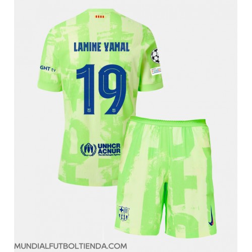 Camiseta Barcelona Lamine Yamal #19 Tercera Equipación Replica 2024-25 para niños mangas cortas (+ Pantalones cortos)